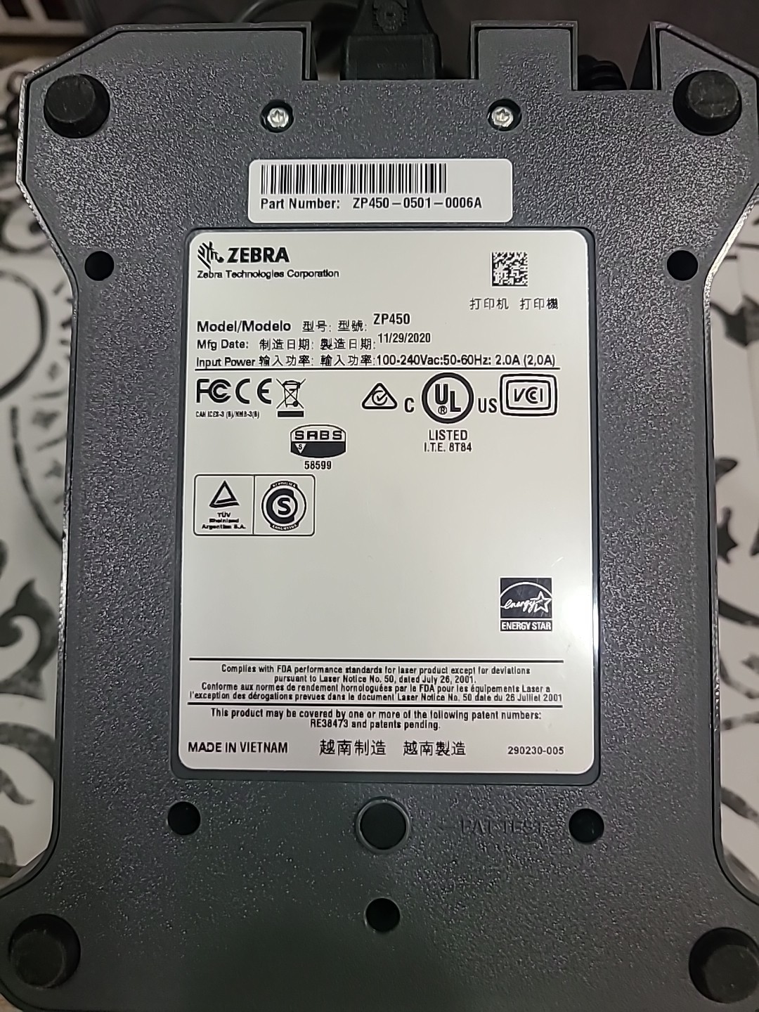 Zebra ZP450 Direct Thermal Shipping Label Printer USB + Ethernet
