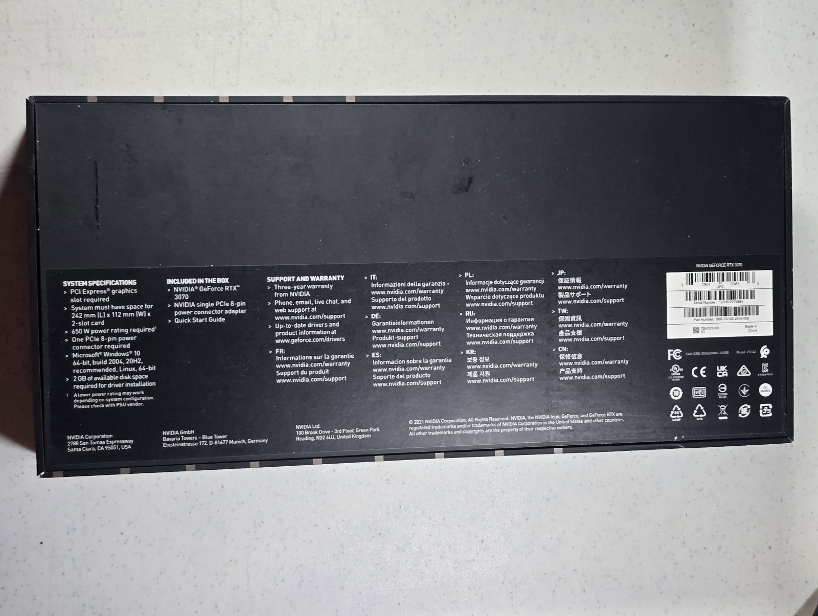 NVIDIA GeForce RTX 3070 Founders Edition 8GB GDDR6 GPU Video Graphics Card