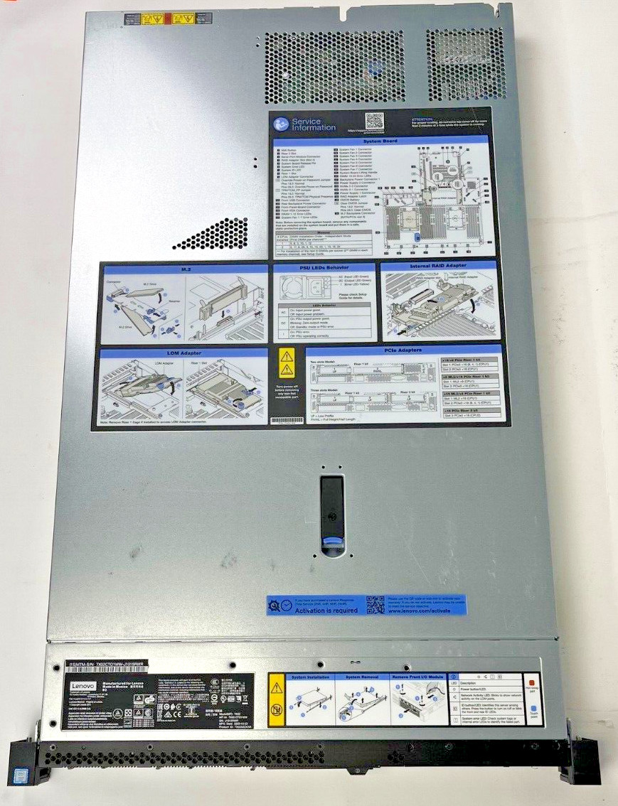 LENOVO SR630 7X02-CT0, 2 X 2.4GHZ 5115, 32GB RAM ,2 X 750 POWER, 2 X 600GB HDD