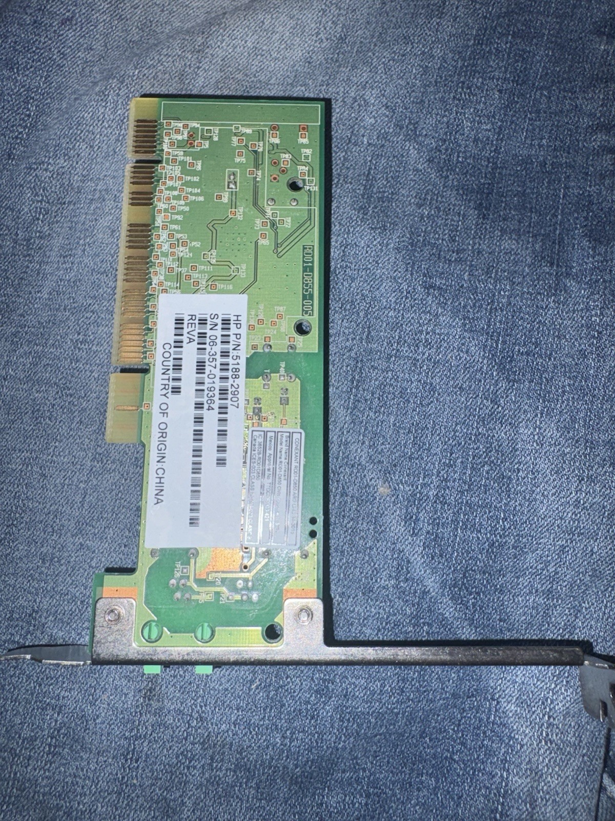 HP 5188-2907 PCI 56K Fax Modem Card V.92 1-Port DSL/Phone RJ-11
