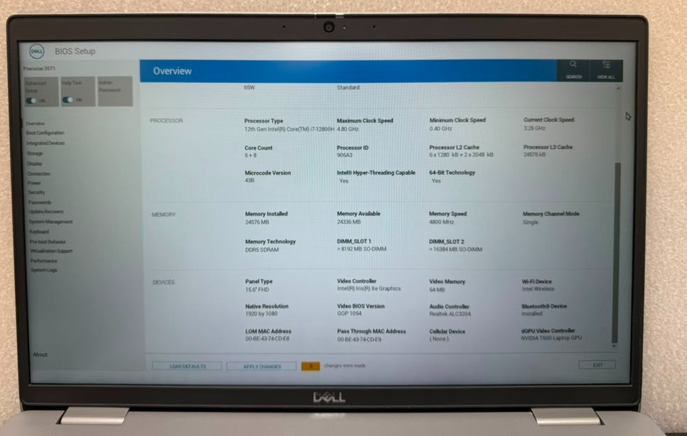 Dell Precision 3571 15.6in i7 12th Gen 24GB RAM 1TB NVMe SSD Windows 11 Pro