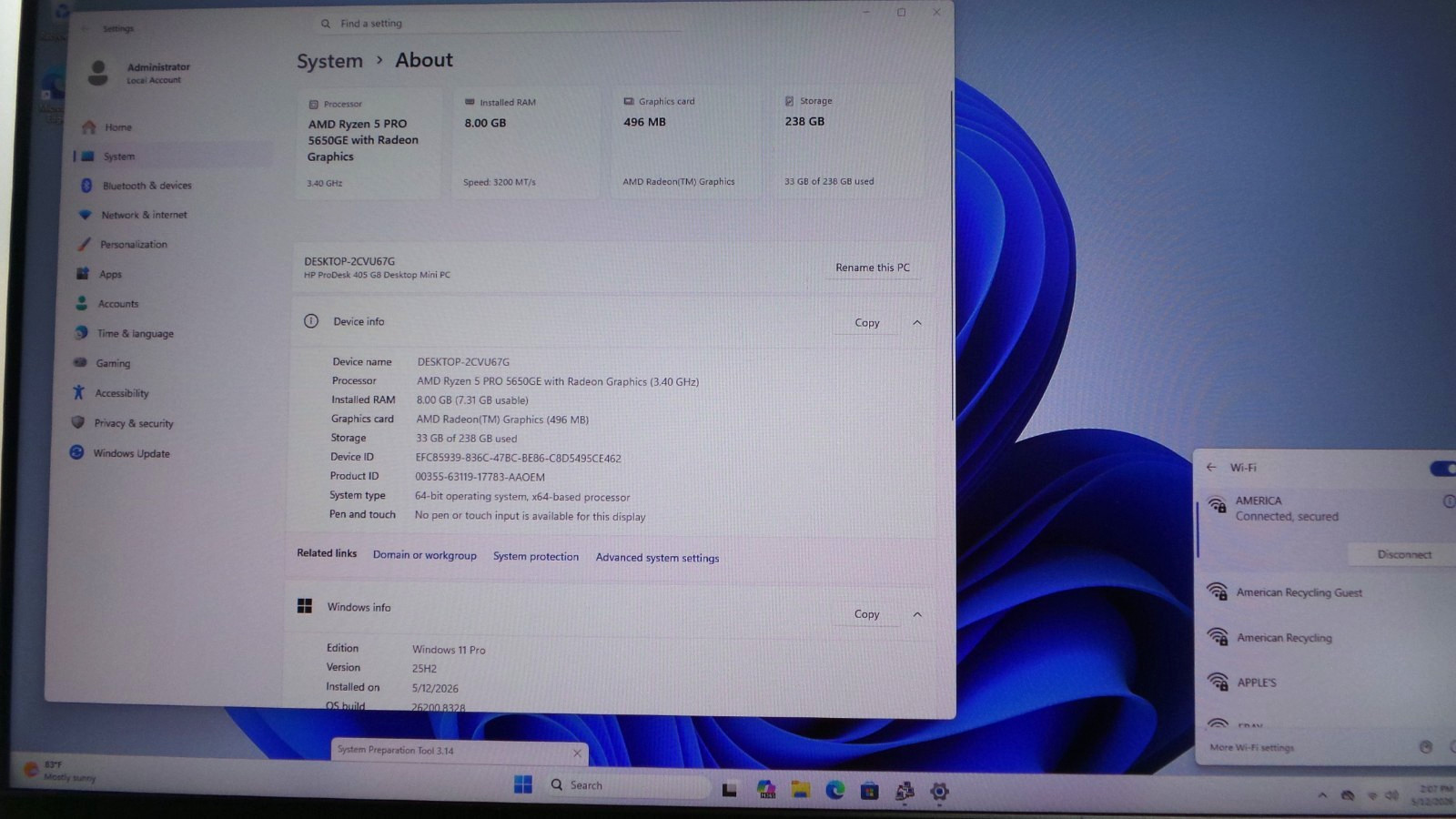 HP ProDesk 405 G8 Mini | Ryzen 5 Pro 5650GE | 8GB 256GB SSD | Win 11 Pro