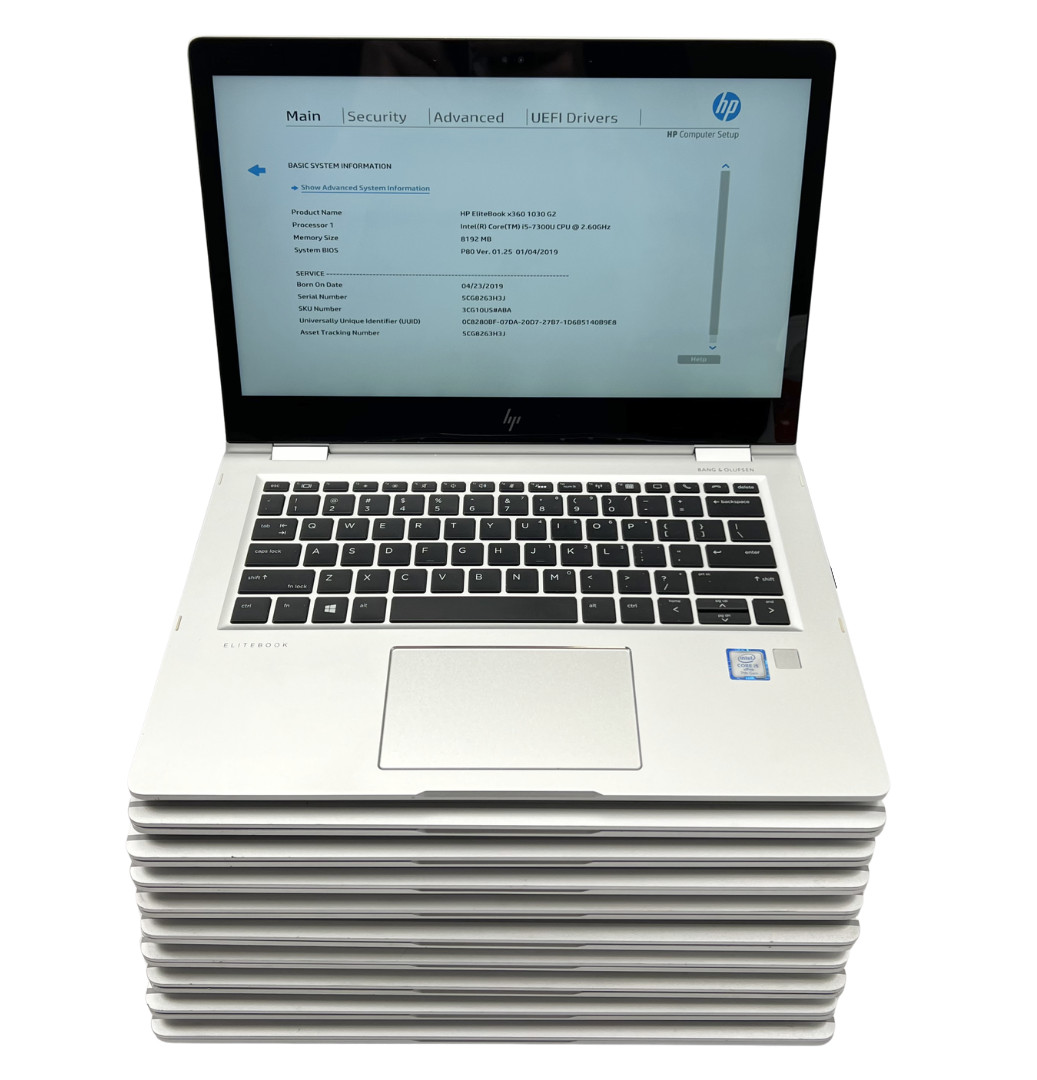 (Lot of 10) HP EliteBook x360 1030 G2 – Intel Core i5-7300U 8GB RAM No OS/AC/SSD