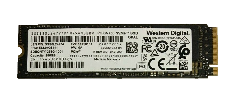 *LOT OF 5* 256GB M.2 PCIE NVME 2280 SSD Solid State Drive Major Brand