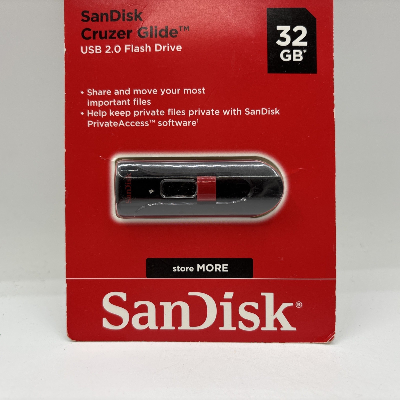Sandisk Cruzer Glide. USB 2.0 FlSh Drive. 32 GB ( SDCZ60-032G-AW46) New. Sealed