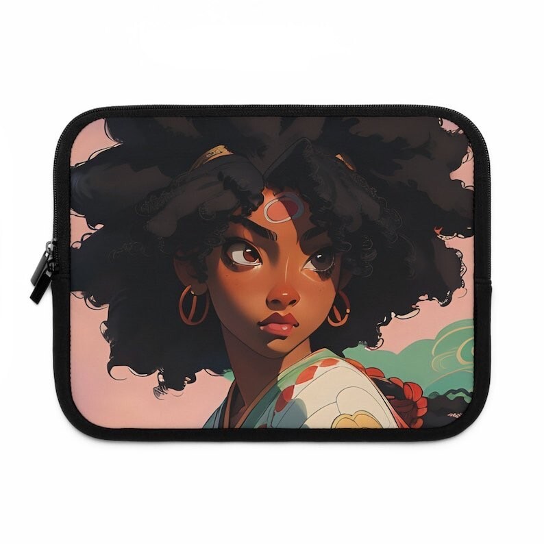 Black Girl Anime Laptop and Tablet Sleeve 7-in, 10-inch, 13-inch, 15-inch, 17-