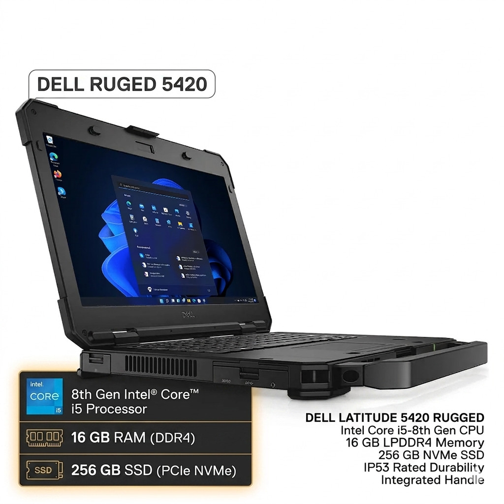 Dell Latitude 14 Rugged 5420 14” Touchscreen i5-8350U, 16GB 256GB SSD Win 11 Pro