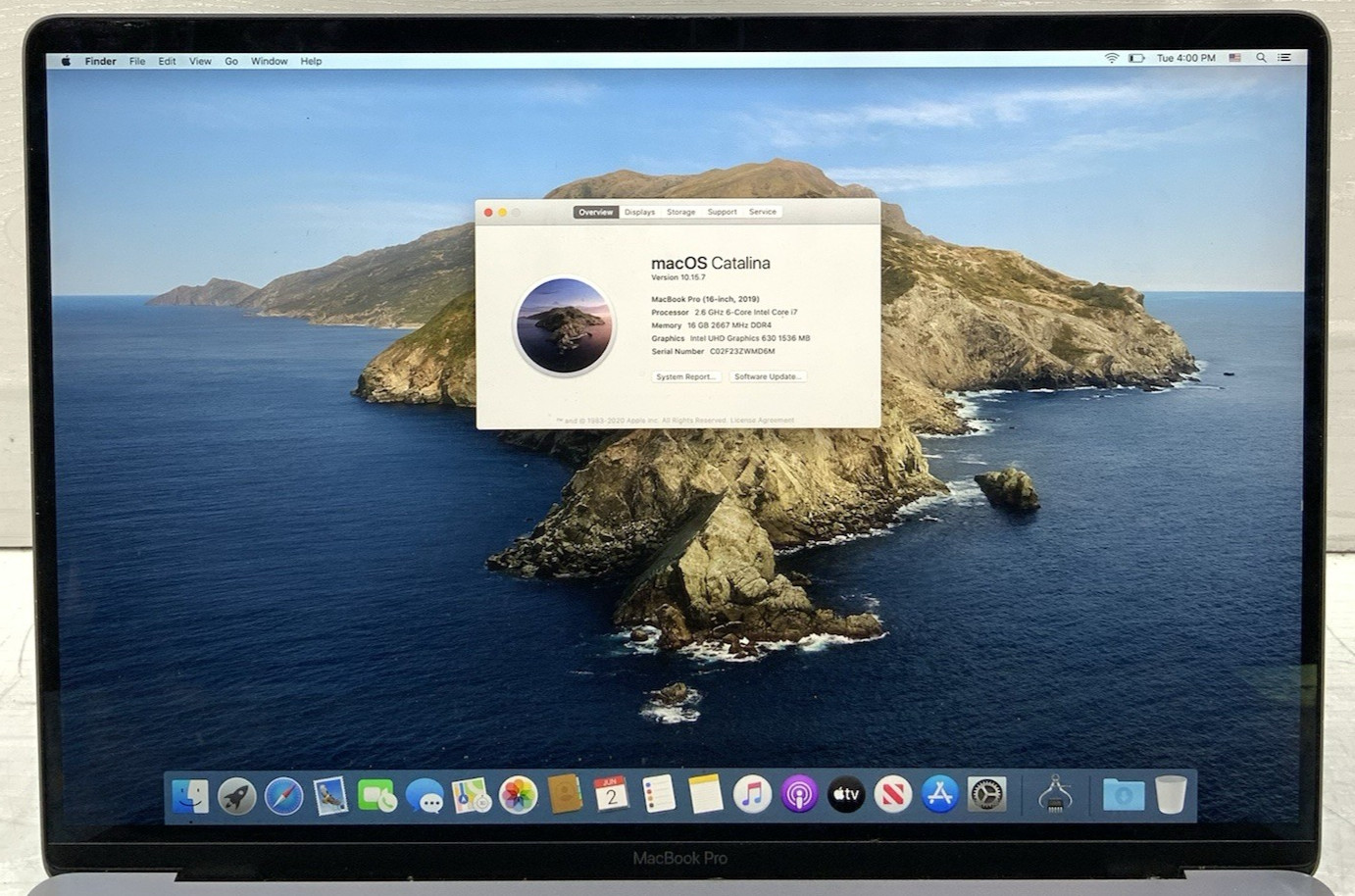 Apple Macbook Pro A2141 Intel i7-9750H 2.6GHz 512GB 16GB DDR4 Radeon Pro 5300M