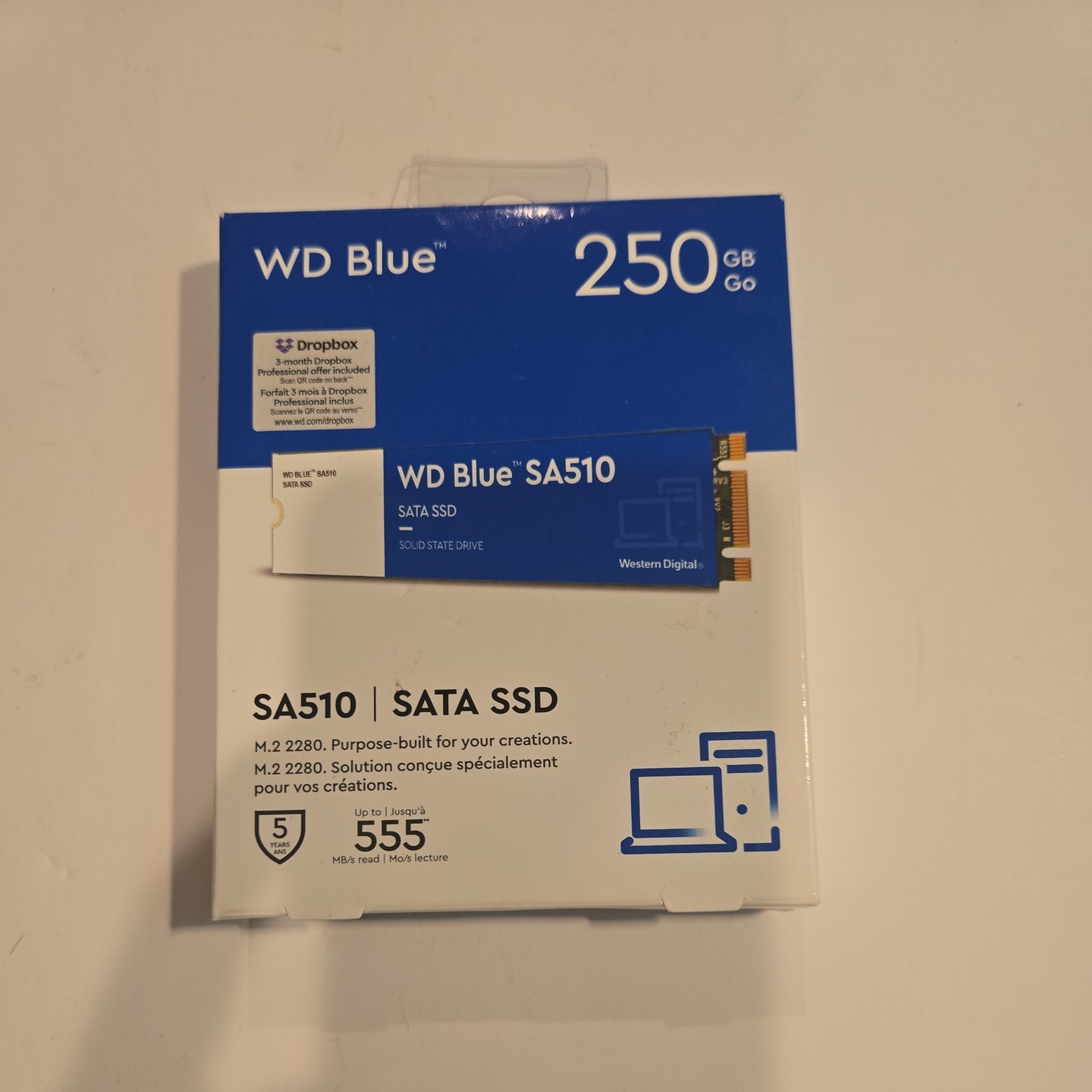 WD Blue SA510 250GB SSD (M.2, 2280, SATA III 6GB/S, 555MB/S READ, 520MB/S WRITE)