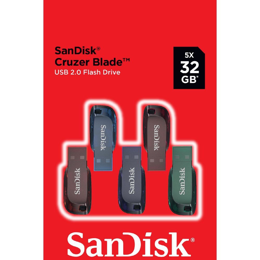 Genuine Australian Stock – SanDisk 32GB Cruzer Blade USB Flash Drive 5 Pack