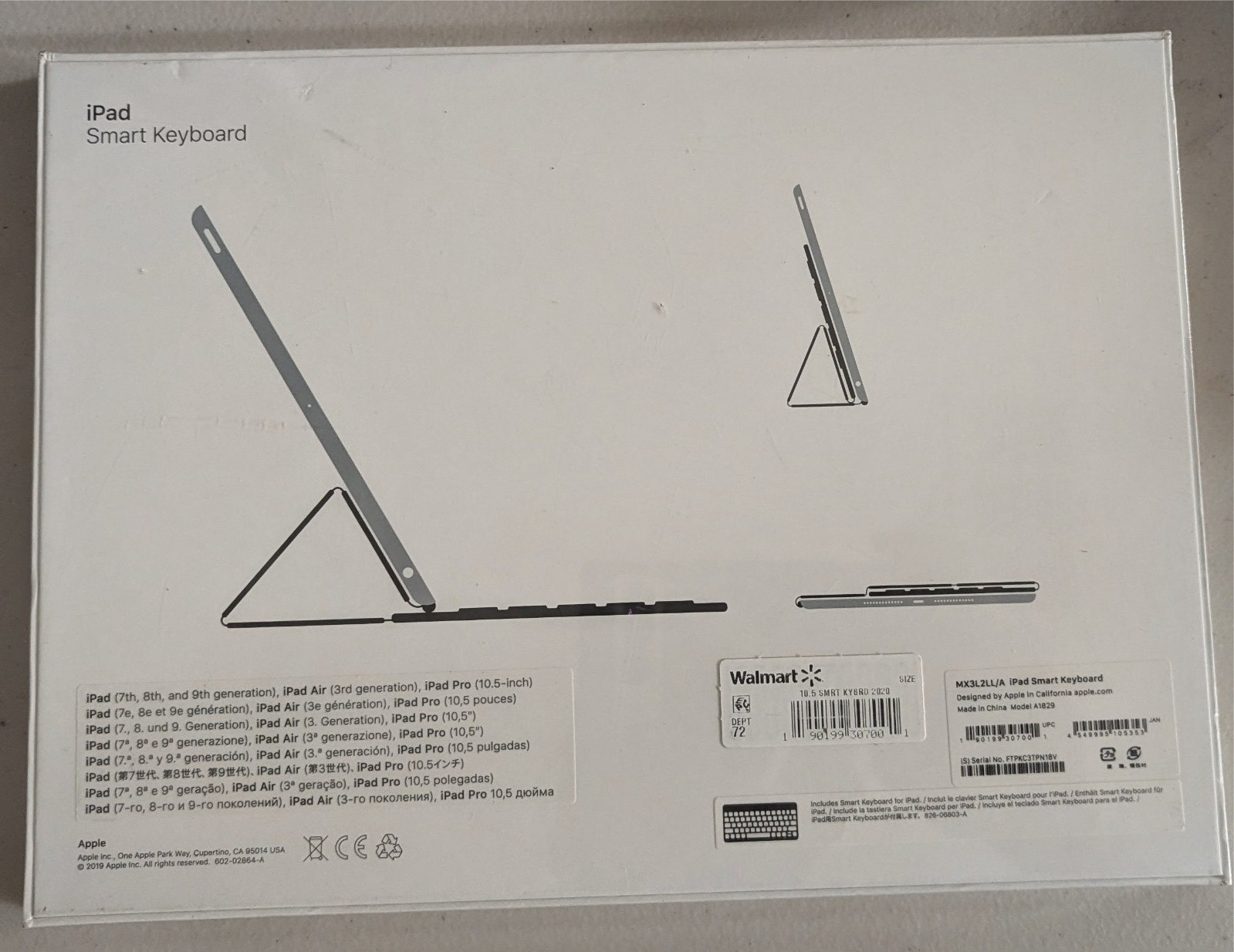 Apple iPad 7th/8th/9th Gen 10.2″/Pro 10.5″/Air 3rd Gen Smart Keyboard – Black…