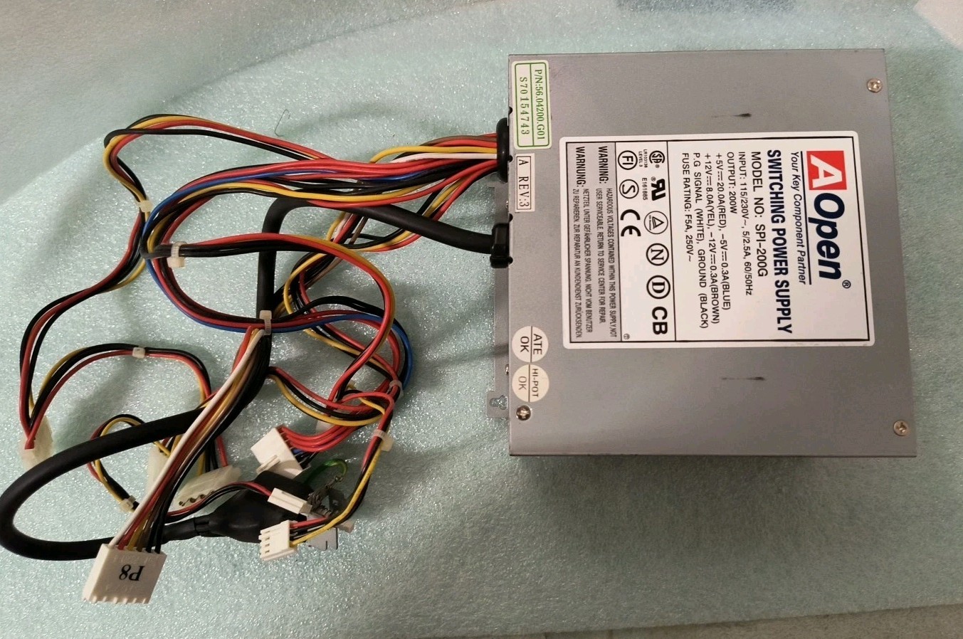 VINTAGE AOPEN MODEL SPI-200 200W AT POWER SUPPLY WITH SWITCH DS-PS-8