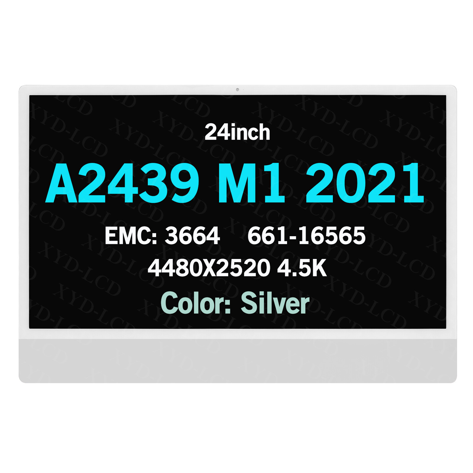 24″ LCD Screen Glassy Assembly for iMac M1 2021 A2439 661-16565 EMC 3664(Silver)