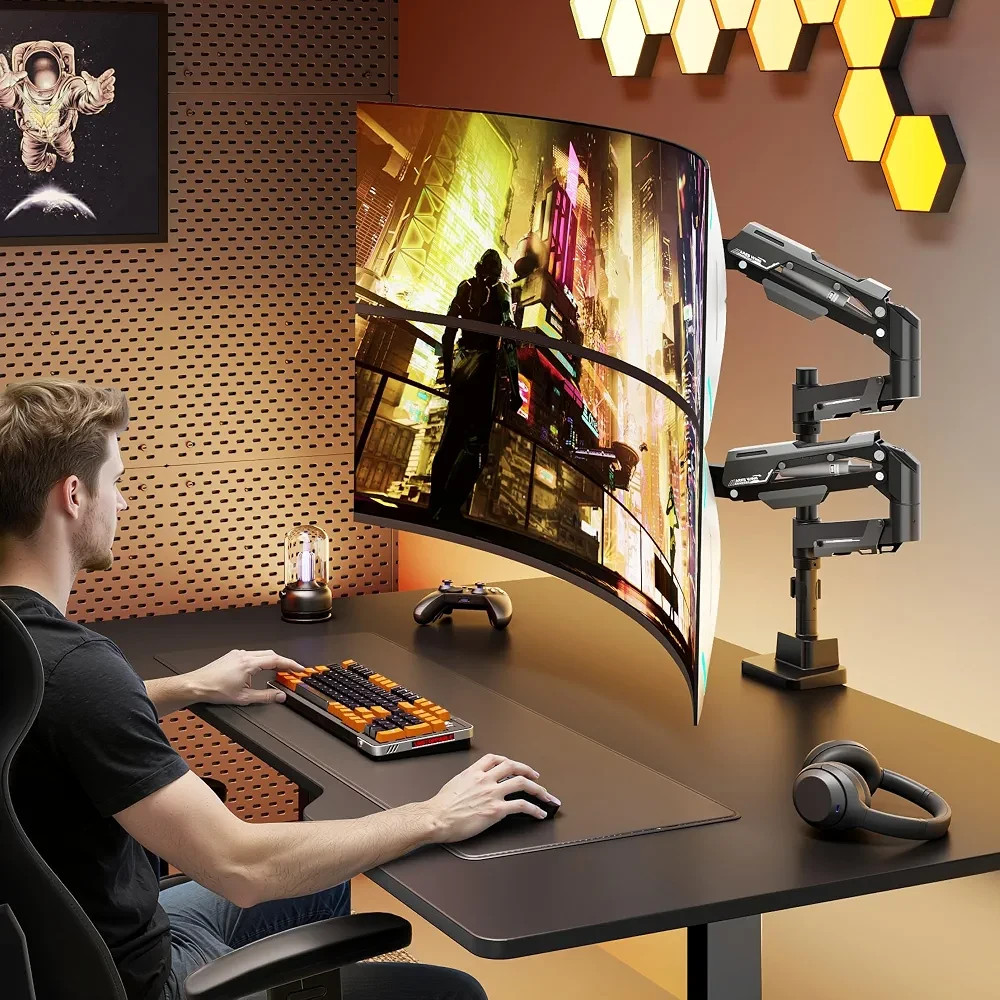 ARES WING Vertical Dual Monitor MoI’llunt 24-57″ Aluminum Heavy Duty Monitor Arm