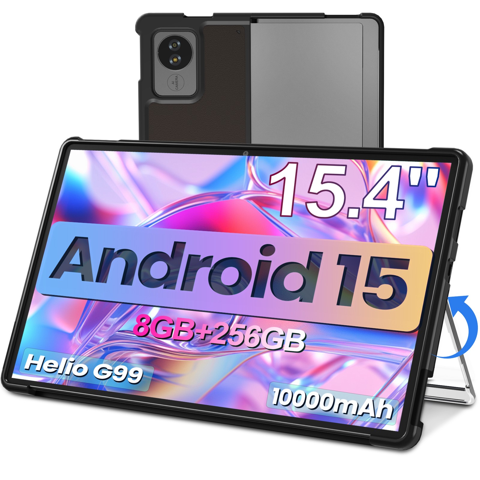 2025 NEW 15.4″ Android 15 Tablet 10000mAh 8GB RAM 256GB ROM 4G LTE Metal Body