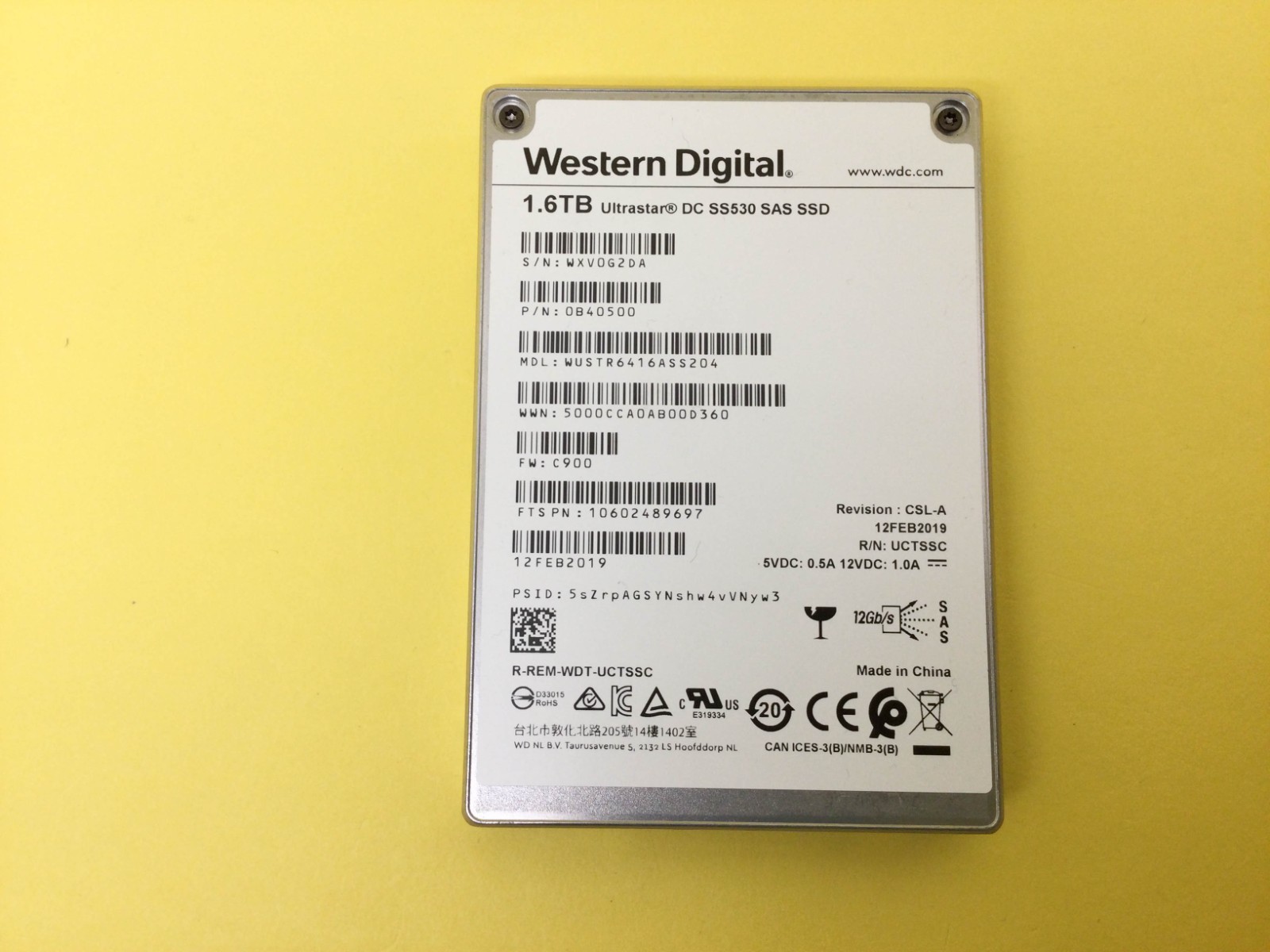 WD Ultrastar DC SS530 1.6TB SAS 12Gbps 2.5in SSD WUSTR6416ASS204