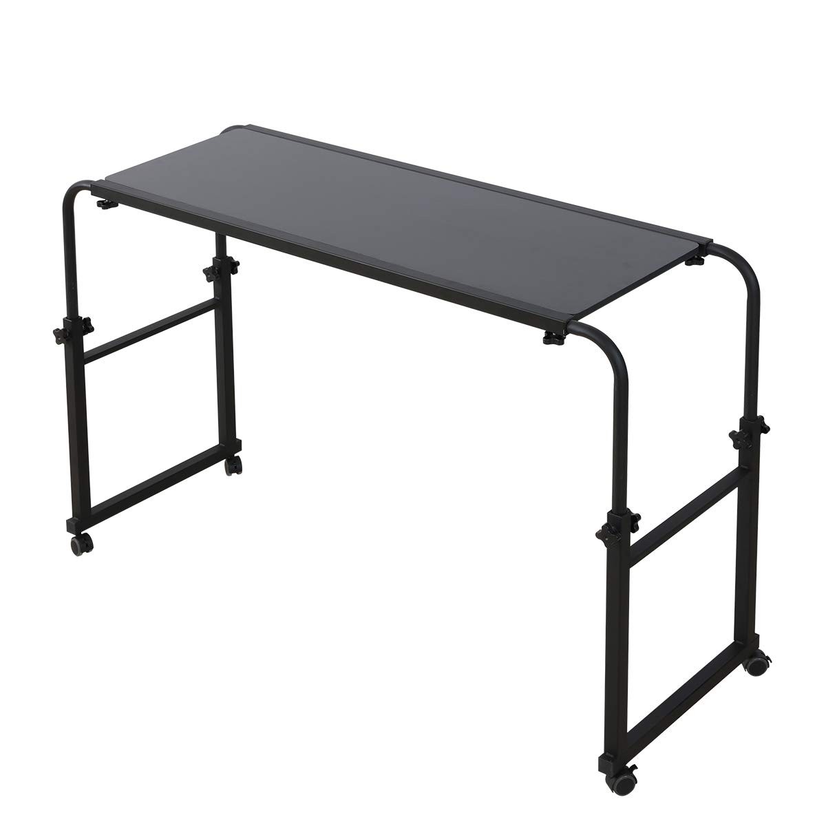 Overbed Table with Wheels Desk 18.1 in x 55.1 x 25.6 in, Black