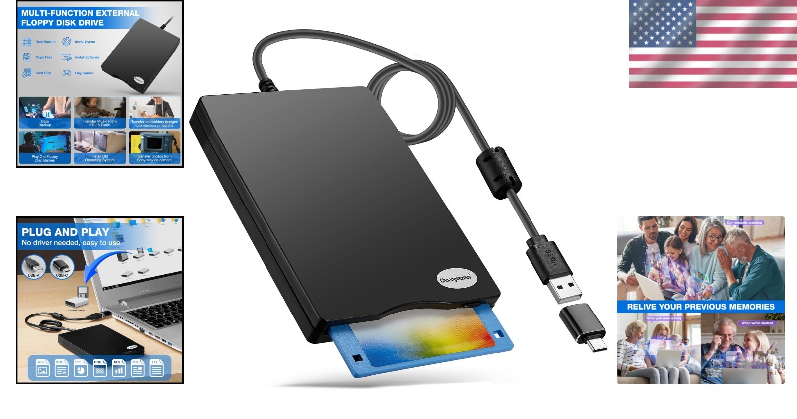 Dust-Resistant External Floppy Disk Drive – Compatible with Windows 11-2000