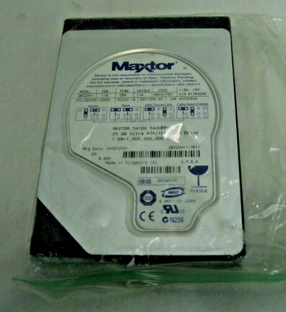 06P5312 – Maxtor 541DX 2B020H1 20.4GB OEM Replacement IDE Drive 10J1696