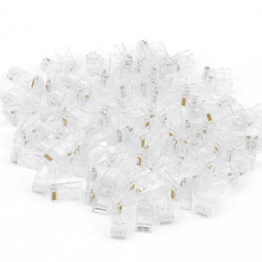 100pcs CAT6 Shielded RJ45 Pass Through Modular Plug Cable Connector End 8P8C