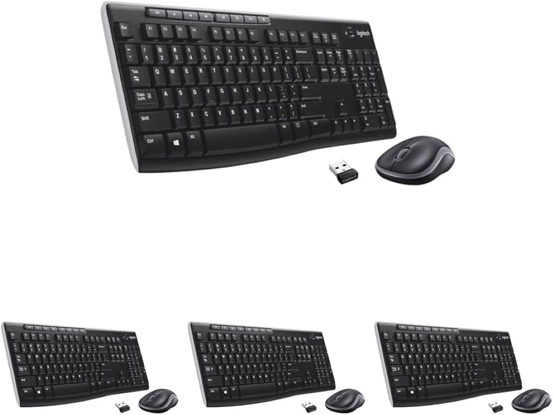LOT OF 4 Logitech MK270 Wireless Keyboard & Mouse Combo for Windows 2.4GHz Black