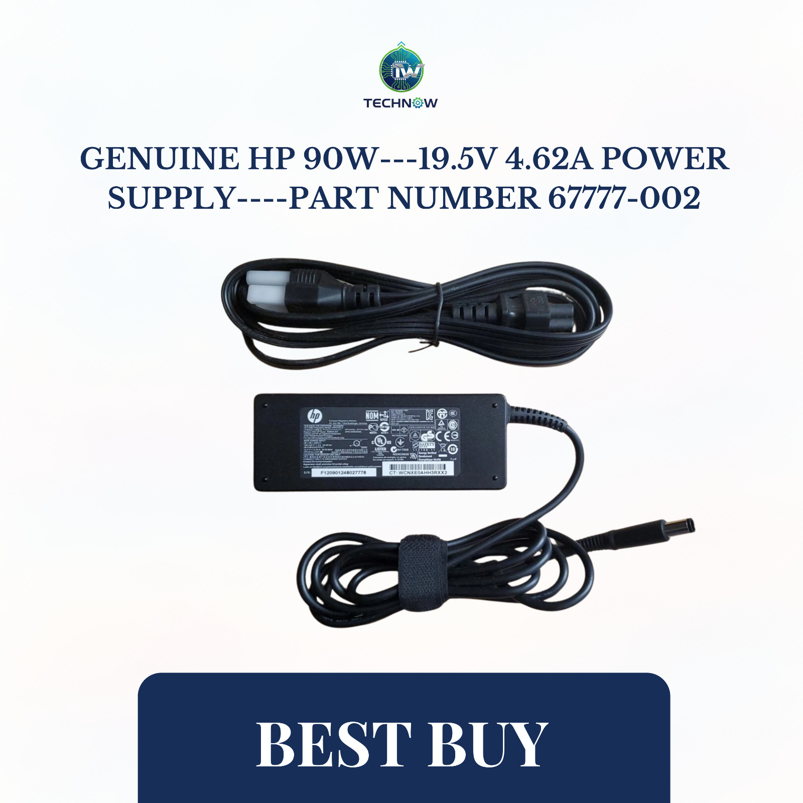 GENUINE HP 90W—19.5V 4.62A POWER SUPPLY—-PART NUMBER 67777-002