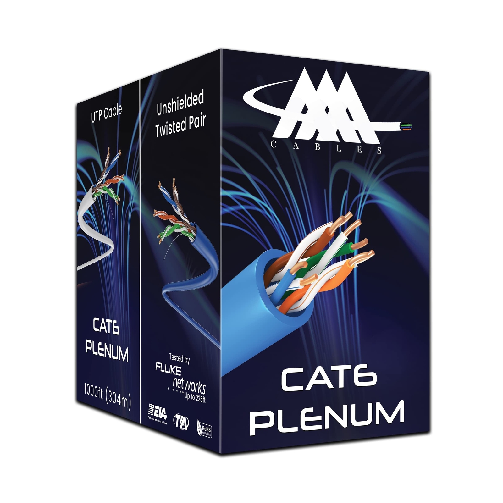AAA CMP Cat6 Plenum Cable 1000ft | DSX-8000 Tested | 0.58MM Solid Conductor |…