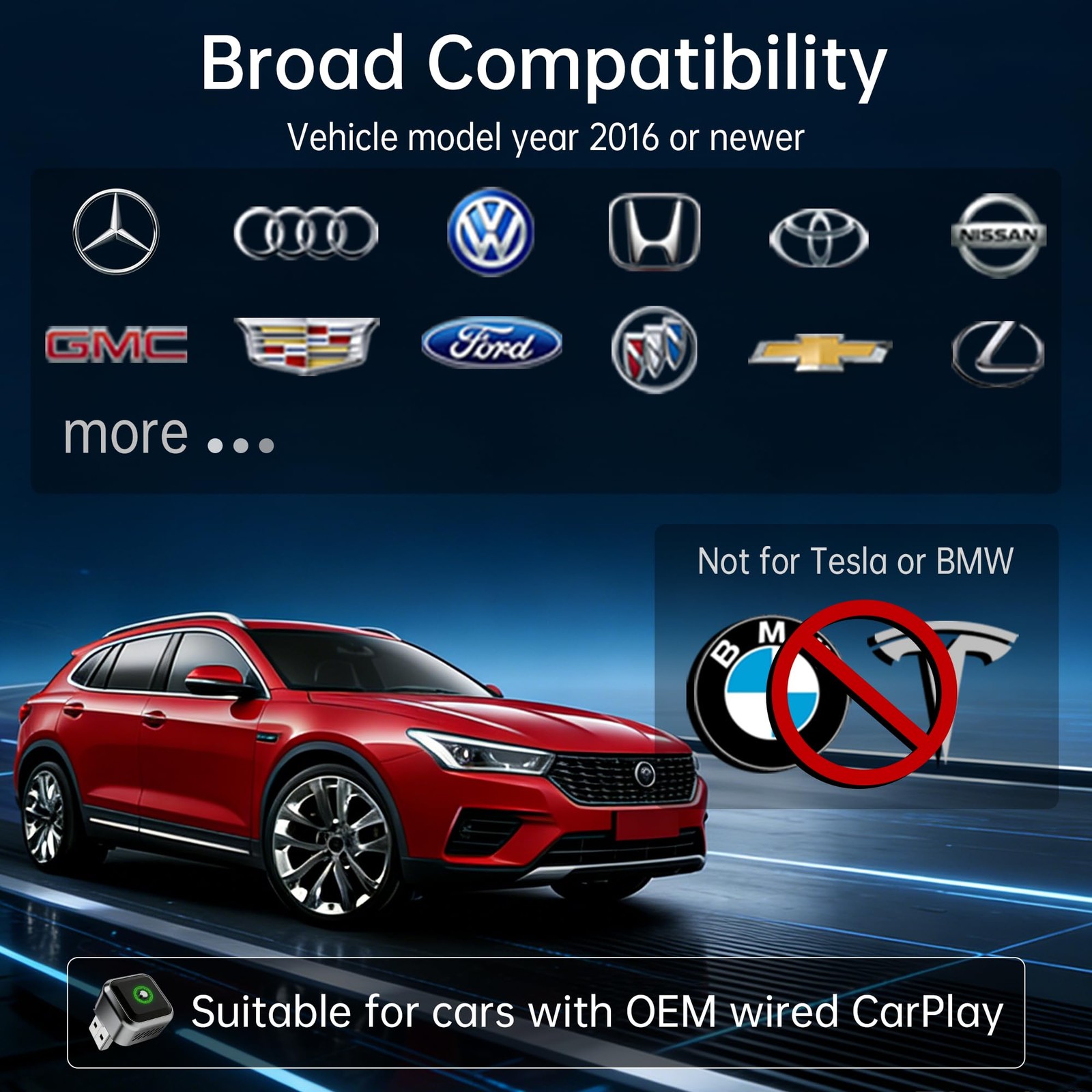 Wireless CarPlay Adapter for iPhone 2026 Upgrade, OEM-Level Stability with Li…