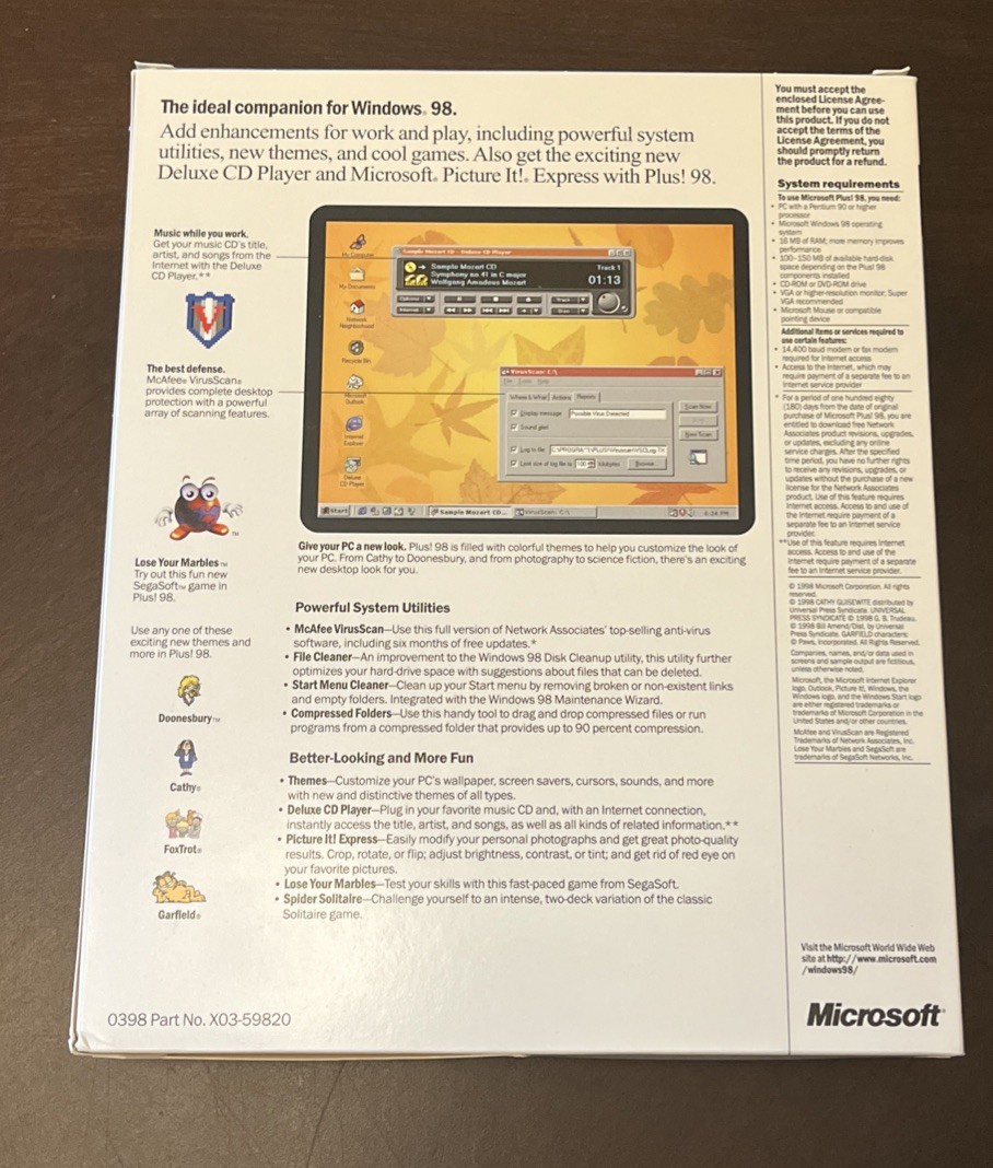 Microsoft Plus! 98 Companion For Windows 98 CD-ROM With Original Box
