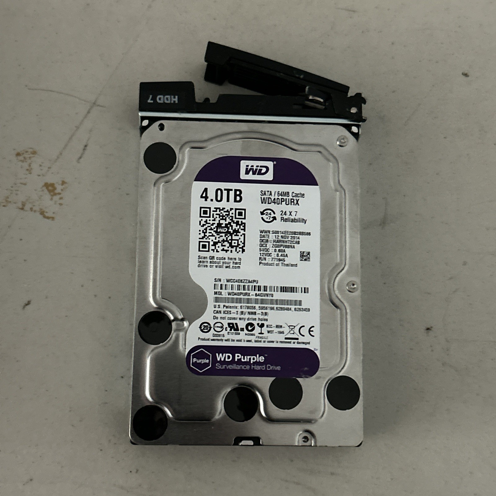 Western Digital Purple 4TB WD40PURX-64GVNY0 Surveillance Hard Drive