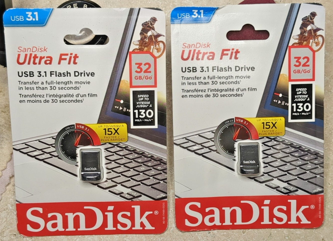 2 SanDisk 32GB CZ430 Ultra Fit USB 3.1 Nano Flash Pen Drive SDCZ430-032G NIP