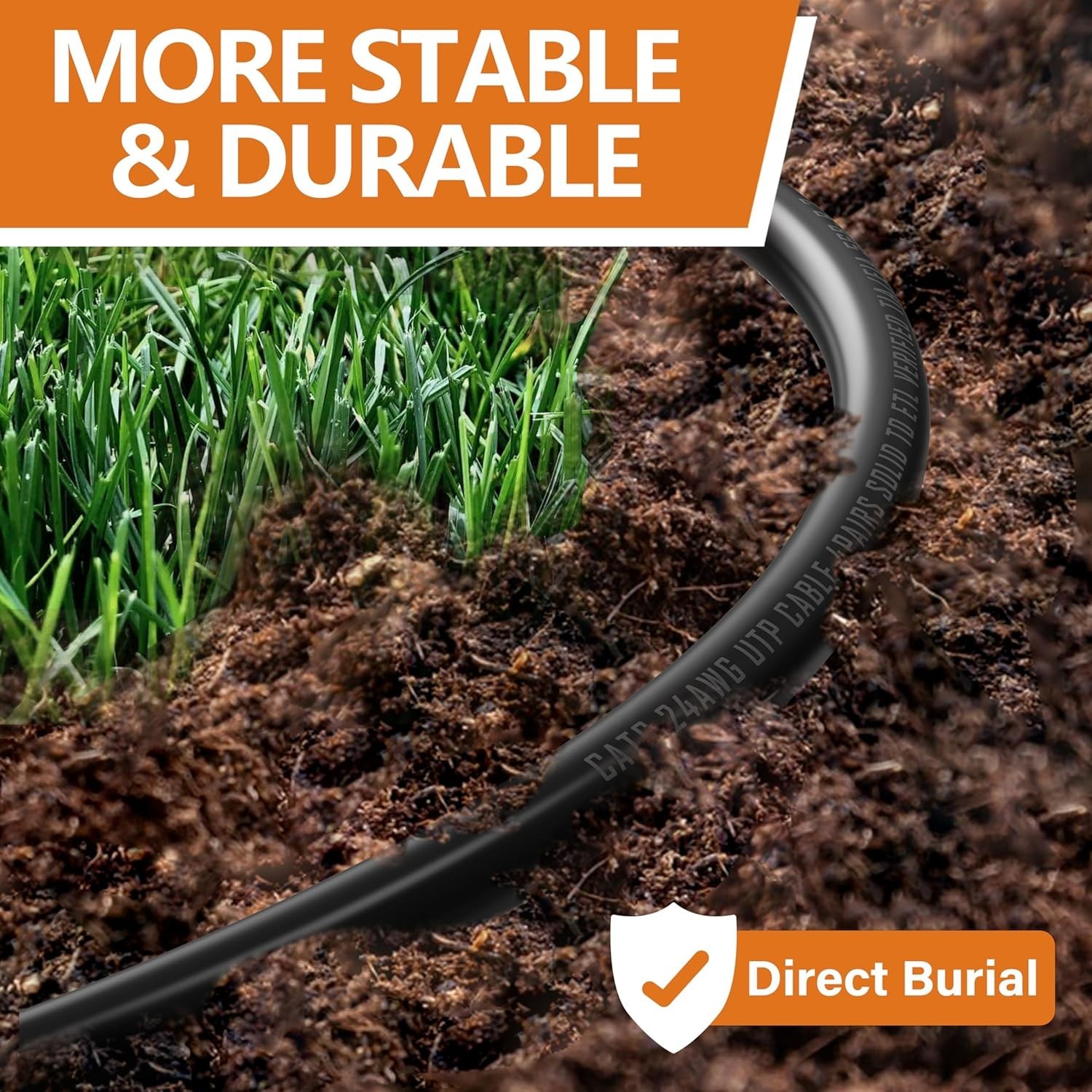 Weatherproof Cat6 Ethernet Cable 75ft – Direct Burial, Black