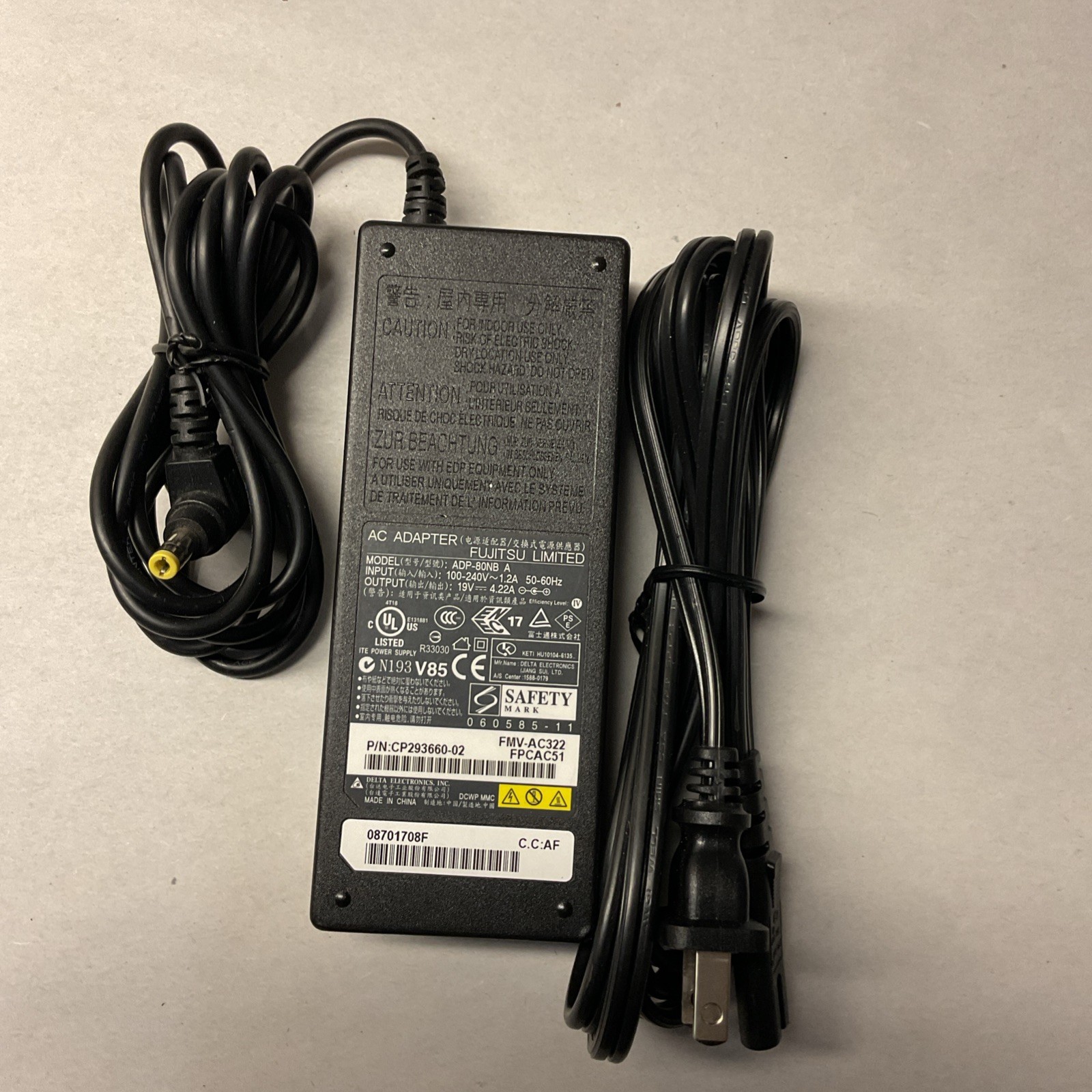 LOF OF 5 Genuine Fujitsu 80W AC Adapter 19V 4.22A Power Supply / ADP-80NB A