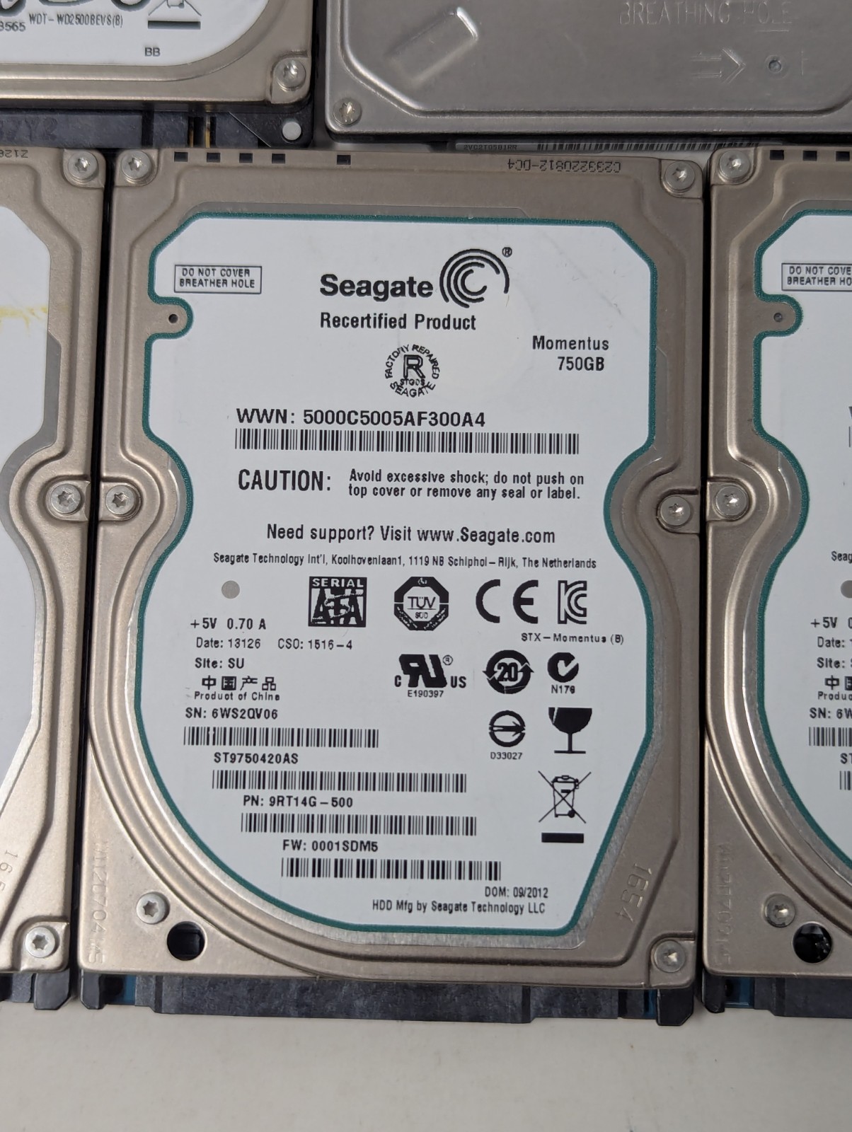 SATA Laptop 2.5 Hard Drive Lot Seagate 1TB 750GB 500GB ST9750420AS WD2500BEVS