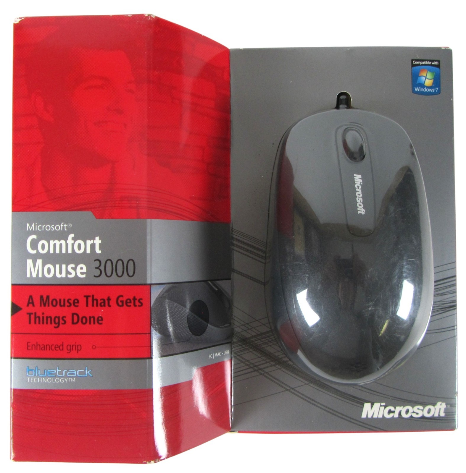 Microsoft Comfort Mouse 3000 Wired USB BlueTrack Mouse New Sealed Black