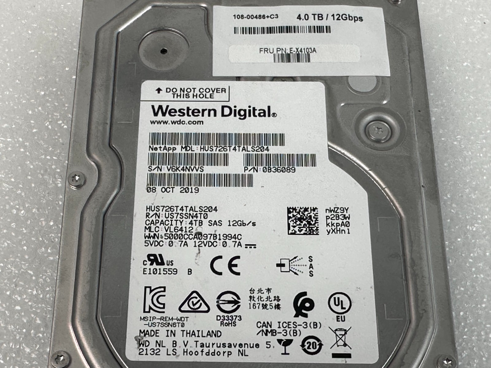 Western Digital HUS726T4TALS204 HDD 4TB SAS 12Gb/s 7.2K 3.5″ FREE SHIPPING 🚚