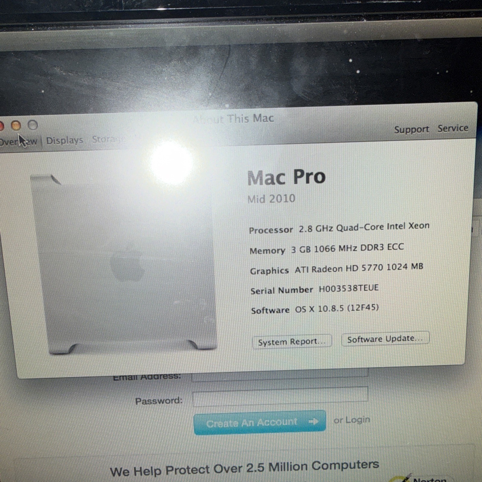 Apple Mac Pro Desktop Mid 2010 2.8 GHz Quad-Core Intel Xeon 3GB 1066 mhz DdR3