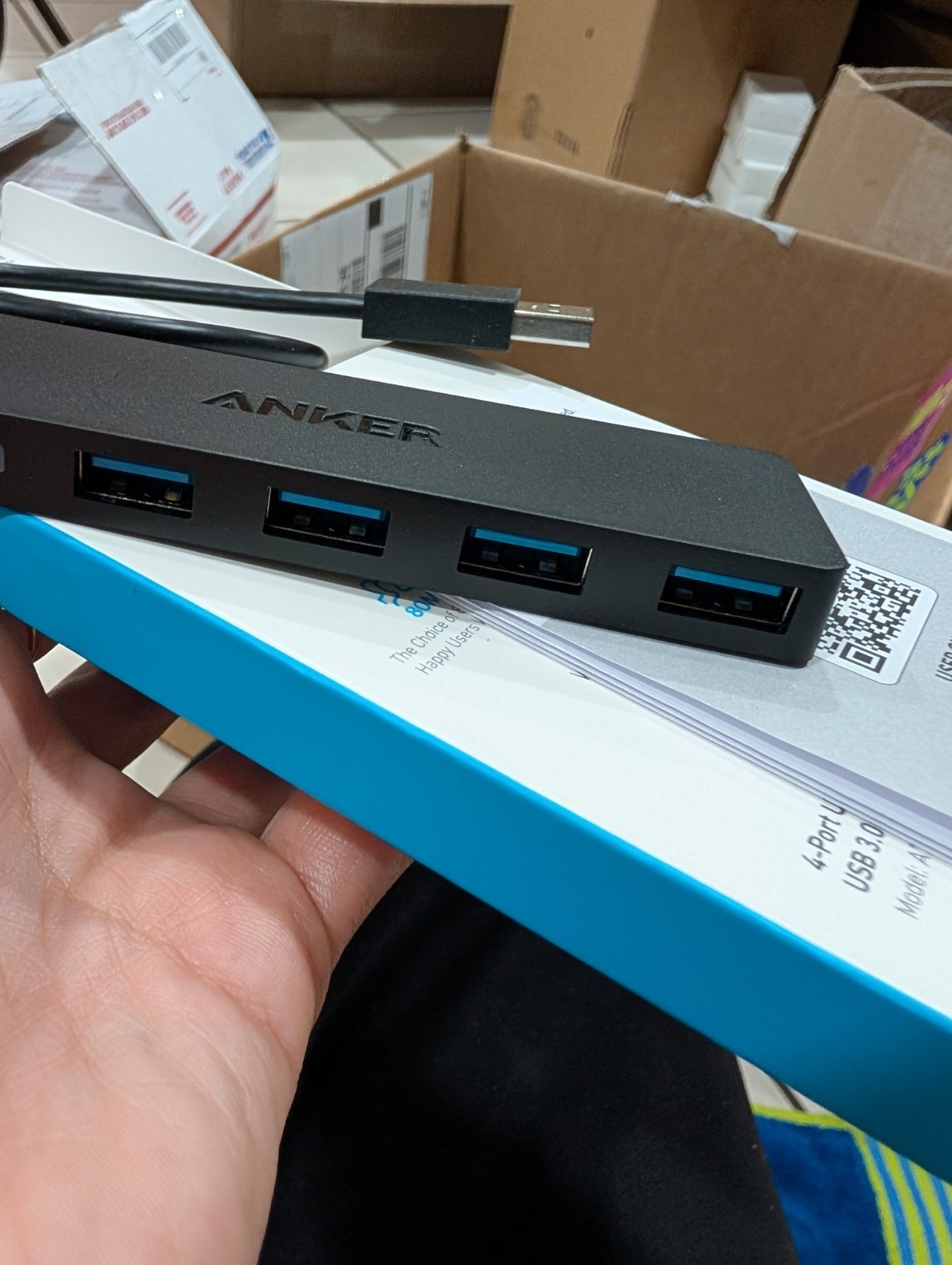 2pc/Anker 4-Port Ultra Slim USB 3.0 USB-A Data Hub A7516 Black 60cm Portable