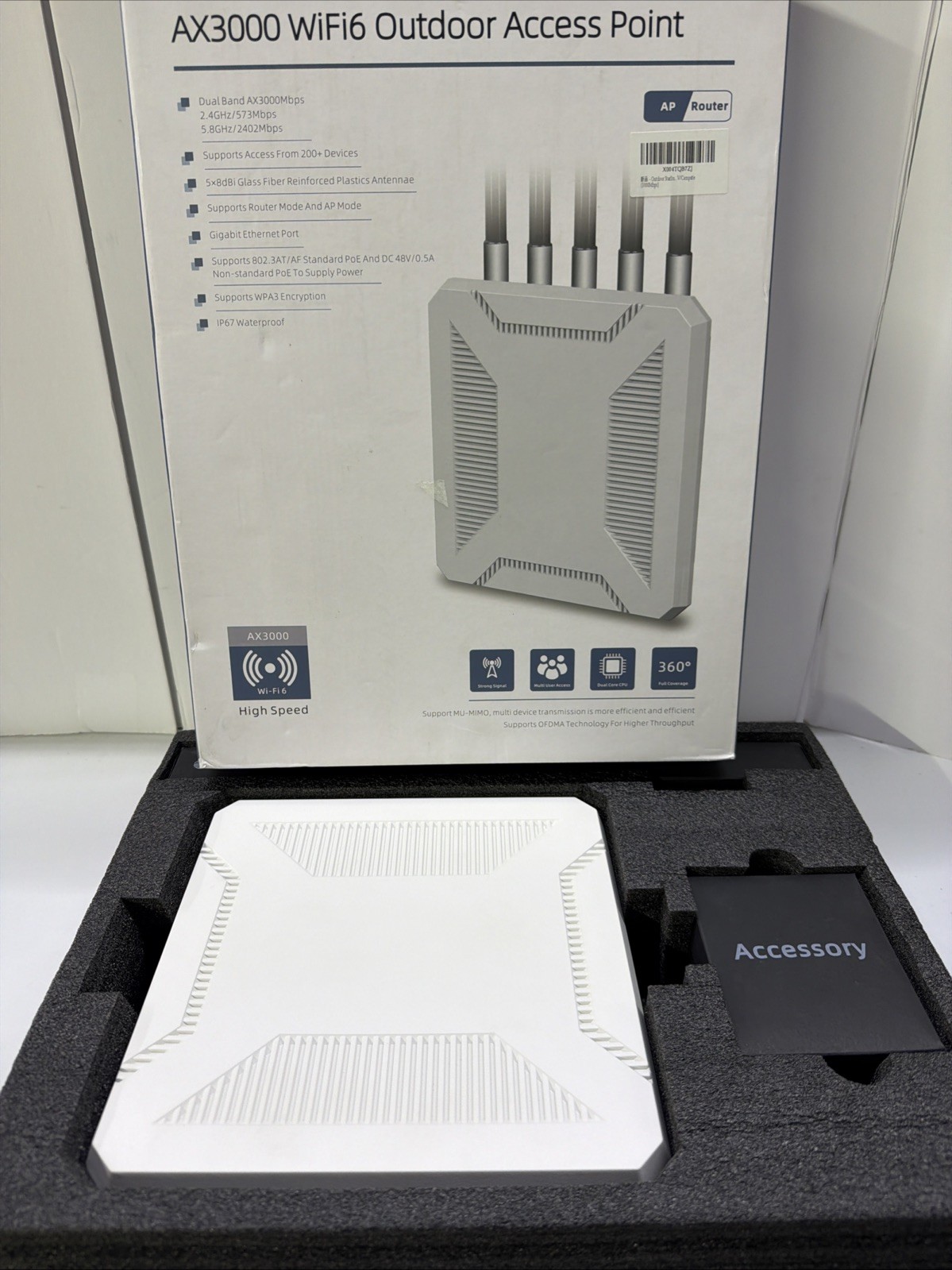 AX3000 Outdoor WiFi 6 Extender, IP67 Weatherproof Outdoor Access Point, Dual