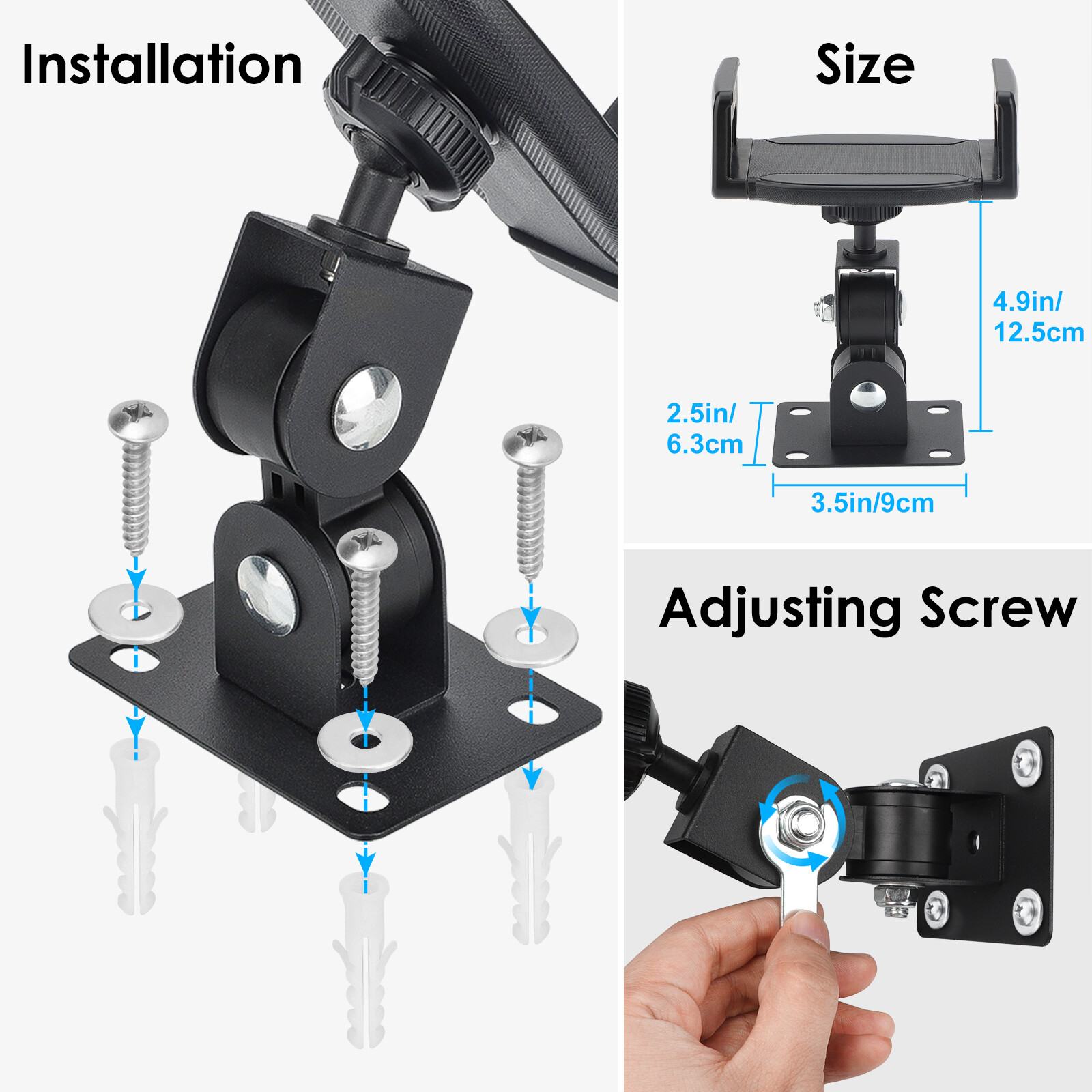 Tablet Wall Mount 360° Rotating iPad Wall Metal Base Fit for 4.7-12.9″ Phone