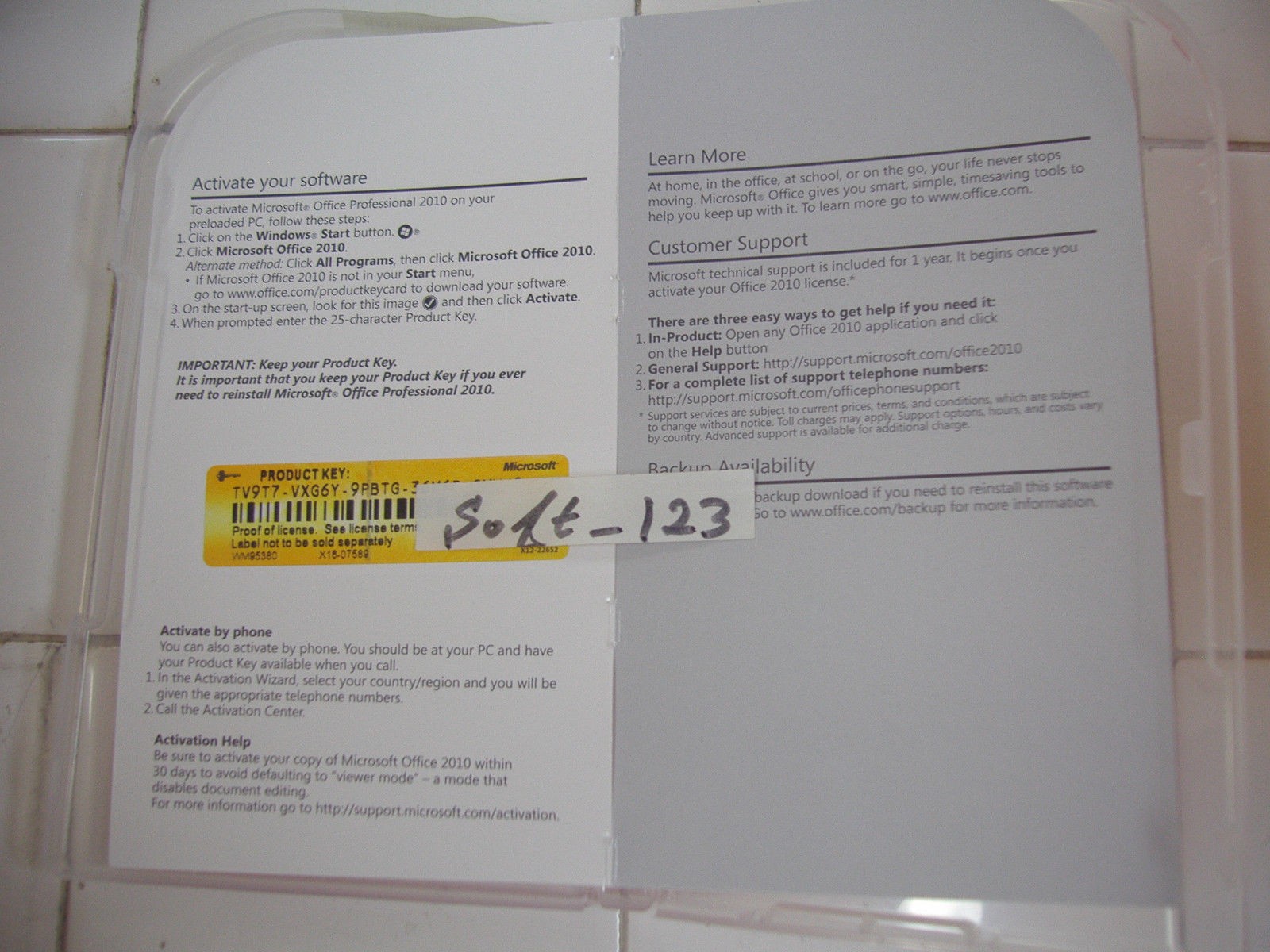 MS Microsoft Office 2010 Home and Business Product Key Card (PKC) =BRAND NEW=
