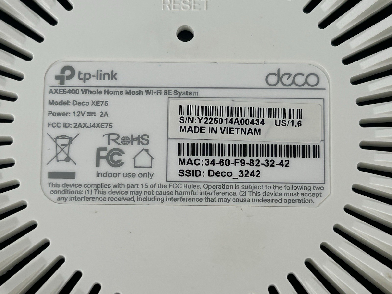 TP-LINK Deco XE75 AXE5400 Wi-Fi 6E Router Mesh System – White (3-Pack)