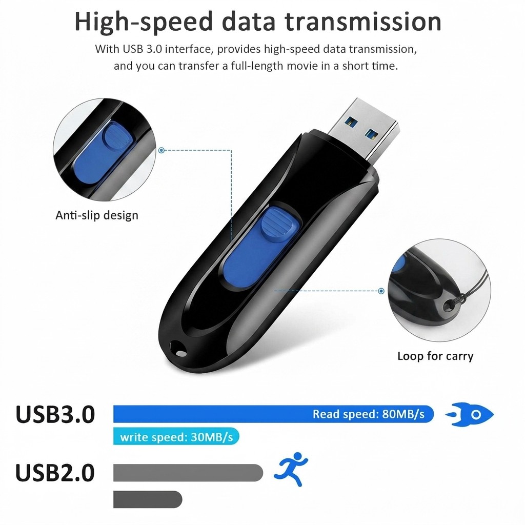 USB 3.0 Flash Drive High Speed Retractable USB Memory Stick 256GB 1024GB LOT