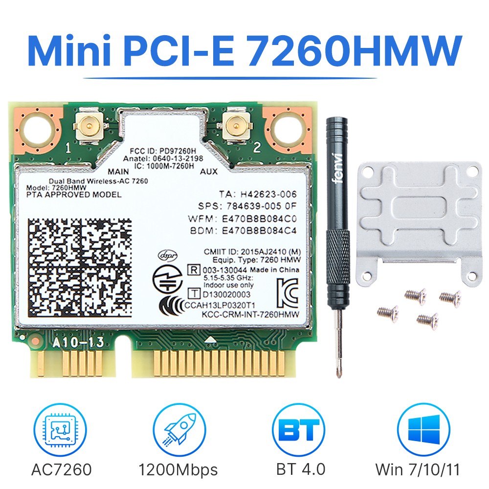 Intel Dual Band Wireless AC7260 WiFi Bluetooth Mini PCIe Wifi Card for PC Laptop