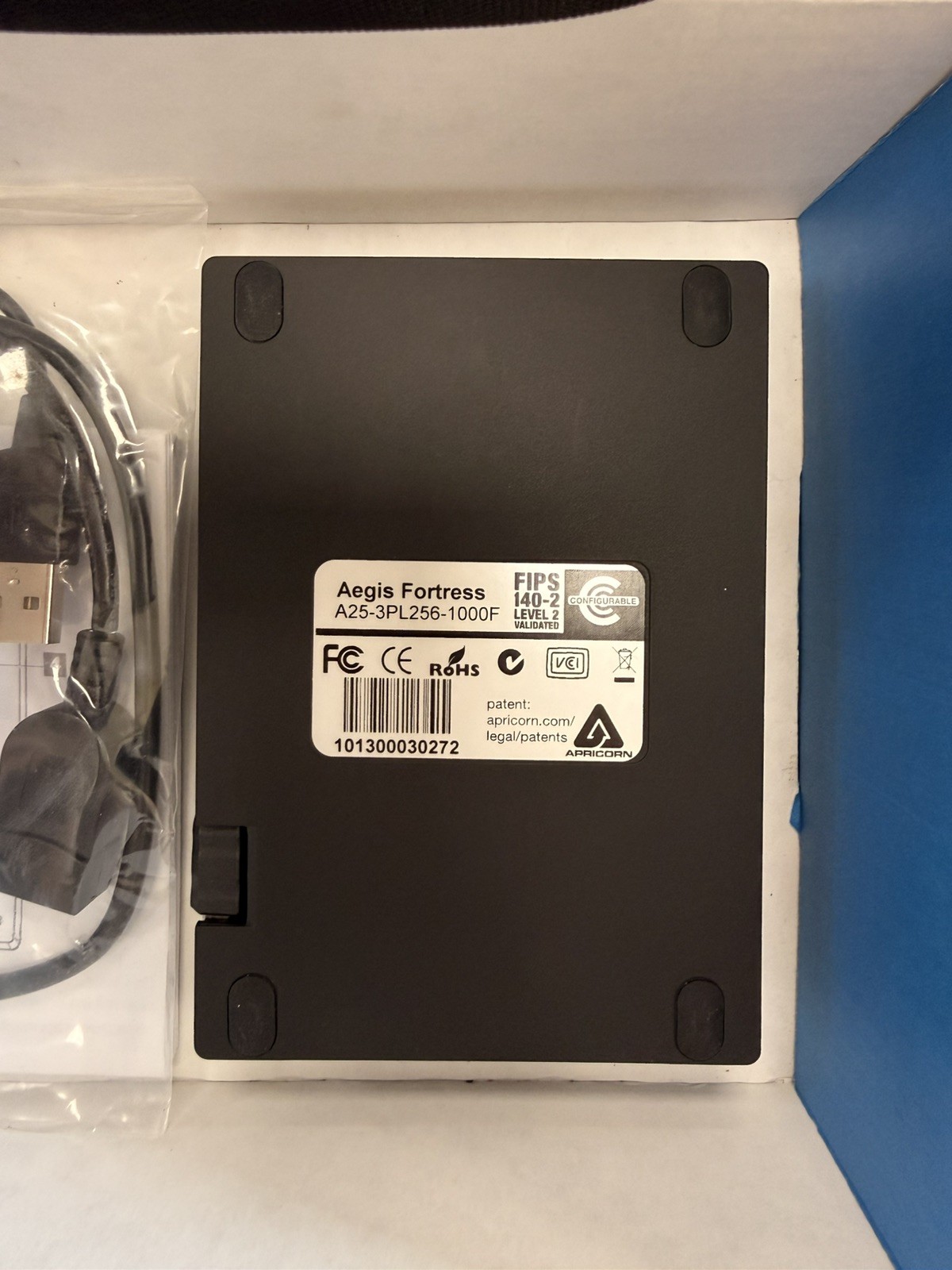 Apricorn Aegis Padlock 1Tb External Hard Drive Usb 3.0 Model A25-3PL256-1000
