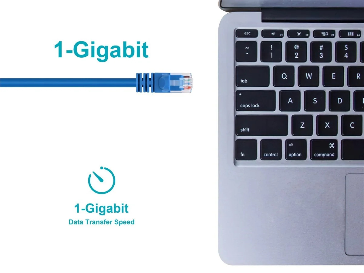 Cat5e Ethernet Patch Cable RJ45 Stranded 350Mhz UTP Copper Wire 24AWG 100ft Blue