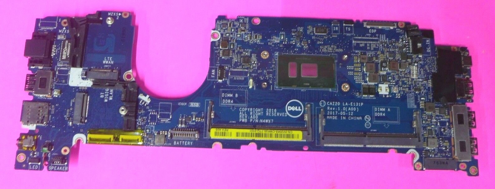 Genuine Dell Latitude 7480 Motherboard i5-7300U HD 620 DDR4 LA-E131P V20K6