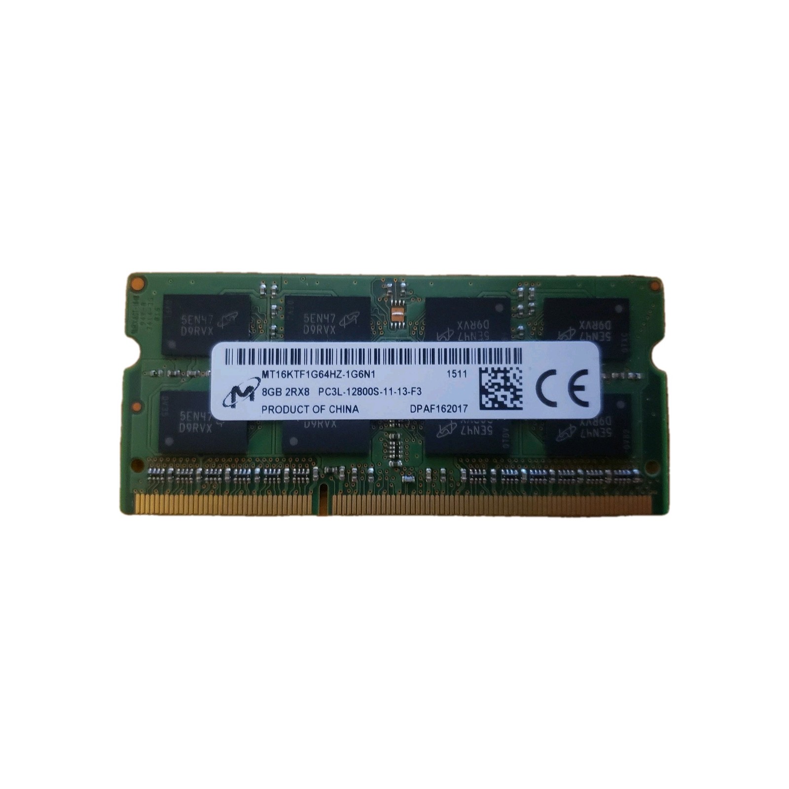 Micron 8GB 2RX8 Ram Stick MT16KTF1G64HZ-1G6N1 PC3L-12800S-11-13-F3 Memory Drive
