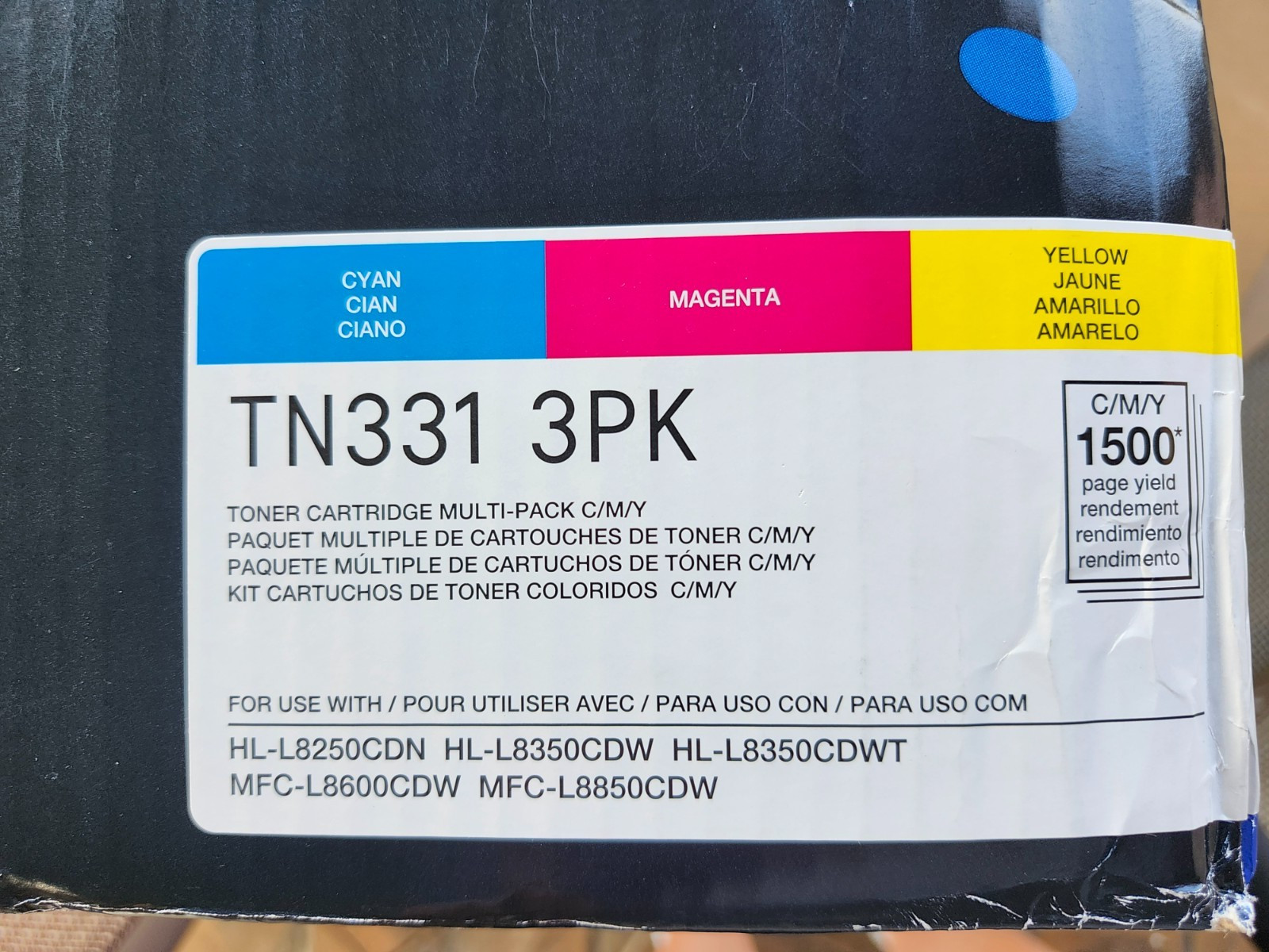 Brother TN331 Toner Set 3 Pack Black Cyan Magenta Yellow OEM Open Box Unused