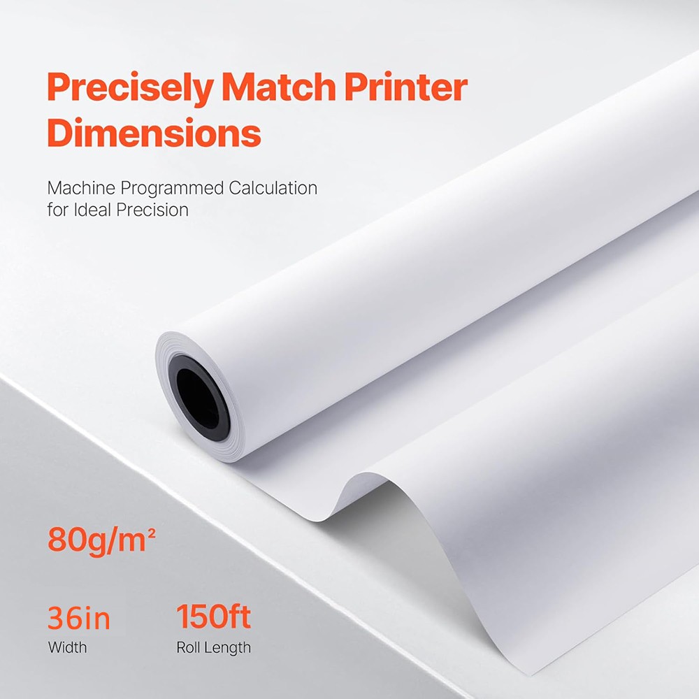 24″ x 150′ / 36″ x 150′ CAD Bond Plotter Paper – 80gsm Wide Format Roll 1-4 Roll